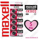 5 Pile CR 2032 Maxell Batterie 3V