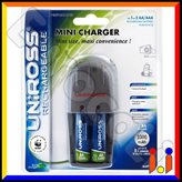 Uniross Mini Charger Caricabatterie + 2 Pile Stilo AA Performance 2300mAh