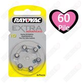 60 Batterie Rayovac 10 Extra Pr70 per Protesi Acustiche