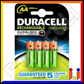 Duracell Rechargeable 2500mAh Pile Ricaricabili Stilo AA - Blister 4 Batterie