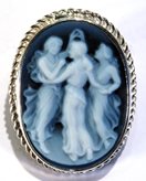 3 Graces blue cameo brooch silver