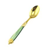 Eme Posaterie Cucchiaio da Tavola Mirage in Ghiere oro Tin Gold 18.10 (AISI 304) manico perlato doppia ghiera lavabili in lavastoviglie Verde Perlato