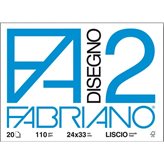 Fabriano disegno 2 - Liscio - 24x33 cm - a 4 angoli - 110 g/mq - 20 fogli - 06200516