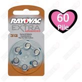 60 Batterie Rayovac 312 Extra Pr41 per Protesi Acustiche