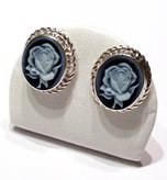 Rose Cameo Studs Earrings Silver
