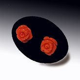Red Coral Roses Earrings Silver - Beads Size : 4 mm