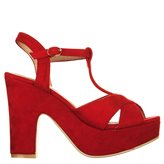 Sandali con zeppa - Scarpa Donna : 37, Colore : rosso