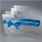 Vesta Portariviste in plexiglass trasparente con maniglie Bow Mag 38x10x30 cm nastro in raso blu