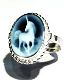 Unicorno anello cammeo blu argento