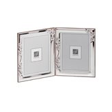 Fantin Argenti Portafoto doppio con cornice Fascia Fiore di pesco Verticale PER FOTO 15x20 cm in lastra di argento