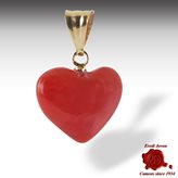 Red Coral Heart in Gold - Beads Size : 7 mm