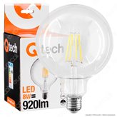 Qtech Lampadina LED E27 8W Globo G125 Filamento