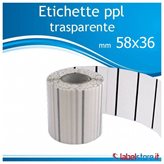 Etichette 58x35 mm polipropilene PPL TRASPARENTE adesive in rotolo stampabili con ribbon