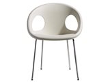 Drop 4 Beine Sessel mit verchromtem Gestell - Farbe : Leinen