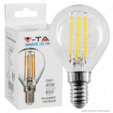 V-Tac VT-2466 Lampadina LED E14 6W MiniGlobo P45 Filament - SKU 2845 / 2846 / 2847 - Colore : Bianco Caldo