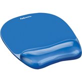 Fellowes Mousepad con poggiapolsi Crystal Gel Fellowes - azzurro - 23,5x23x1,5 cm - 91141