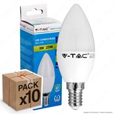 10 Lampadine LED V-Tac VT-2033 E14 3W Candela - Pack Risparmio - Colore : Bianco Caldo