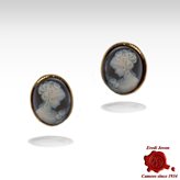 Venice Gold Cameo Earrings Studs - Cameo Size : 10-12 mm