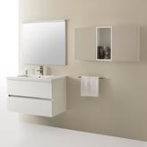 Pixel - Mobile sospeso cm 105 x 50 cm a due cassetti Snow White e lavabo in ceramica