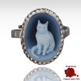 Blue Cat Cameo Ring