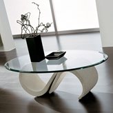 Tavolino da salotto moderno in vetro ovale Reynald - Colorazione : Chiaro