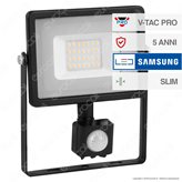 V-Tac PRO VT-20-S Faretto LED 20W Ultra Sottile Slim Chip Samsung con Sensore Colore Nero - SKU  451 / 452 / 453 - Colore : Bianco Freddo