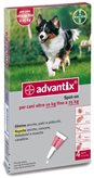 Bayer Advantix Spot On Antiparassitario Per Cani Oltre 10Kg Fino A 25kg 4 Pipette
