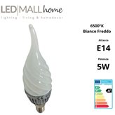 kit 6pz lampadina candela soffio di vento led 5w e14 bianco freddo 6500k