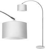 BAKAJI Lampada Arco Piantana Terra Design Moderno Metallo Paralume Tessuto E27 Bianco