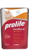 Prolife Cat Sterilised Manzo e Riso - 85 gr (PACCO: PACCO DA 24 BUSTE (CONVIENE))