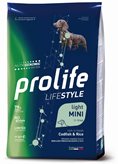 Crocchette per cani Prolife life style light merluzzo e riso adult mini nutrigenomic 2 Kg