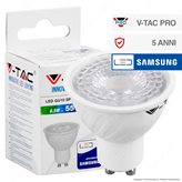 V-Tac PRO VT-227D Lampadina LED GU10 6,5W Faretto Spotlight Chip Samsung Dimmerabile - SKU 195 / 196 / 197 - Colore : Bianco Naturale