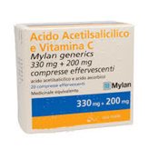 Acido Acetilsalicilico E Vitamina C Mylan 330 mg + 200 mg 20 Compresse Effervescenti