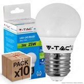 10 Lampadine LED V-Tac VT-2053 E27 3W MiniGlobo G45 - Pack Risparmio - Colore : Bianco Naturale