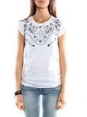 HAPPINESS T-SHIRT BIANCO STAMPA COWGIRL Cotone Donna