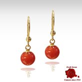 Coral Beads Dangle Earrings Gold
