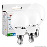 V-Tac VT-2156 Super Saver Pack Confezione 3 Lampadine LED E14 5,5W MniGlobo - SKU 7357 / 7359 ⭐️PROMO 3X2⭐️ - Colore : Bianco Caldo