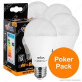 Wiva Kit LED Poker Pack - 4 Lampadine E27 da 8W 12W 15W e 20W - Colore : Bianco Naturale