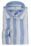 Sport shirt slim fit linen wide stripe Tokyo Finamore 1925 - Size : 43