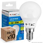 10 Lampadine LED V-Tac VT-2043 E14 3W MiniGlobo P45 - Pack Risparmio - Colore : Bianco Naturale