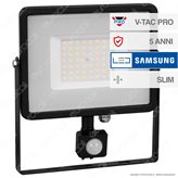 V-Tac PRO VT-50-S Faretto LED 50W Ultra Sottile Slim Chip Samsung con Sensore Colore Nero - SKU  470