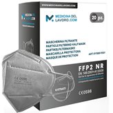 FFP2 Grigia Maschera Facciale Protettiva, BFE 95% - 20 pz