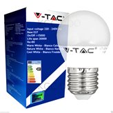 LAMPADINA LED V-Tac E27 6 WATT = 40 WATT BULB MINI GLOBO G45-Bianco Naturale