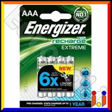 Energizer Accu Recharge Extreme 800mAh Pile Ricaricabili Ministilo AAA - Blister 4 Batterie