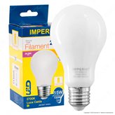 Imperia Lampadina LED E27 15W Bulb A67 Goccia Filament Milky - mod. 210390 / 210406 / 210413 - Colore : Bianco Caldo
