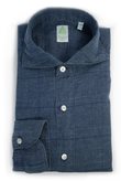 Shirt sport slim fit linen cotton blue Prince of Wales Tokyo Finamore 1925 - Size : 41