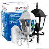 V-Tac VT-760 Portalampada da Giardino Wall Light da Muro per Lampadine E27 - SKU 7520 / 7519 - Colore : Bianco