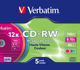Verbatim 5 CD-RW Colour COLORATI 12X 700MB 80 Minuti Riscrivibili AZO - 43167