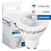V-Tac PRO VT-277 Lampadina LED GU10 7W Faretto Spotlight Chip Samsung 38° - SKU 165 / 166 / 167 - Colore : Bianco Caldo