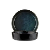 LE COQ Phobos Piatto Fondo nero puntinato blu 18 cm - Confezione 6 pezzi